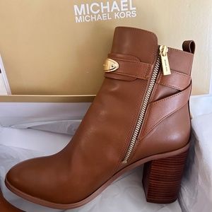 Michael Kors Tan, Leather, Heeled Bootie - Size 9